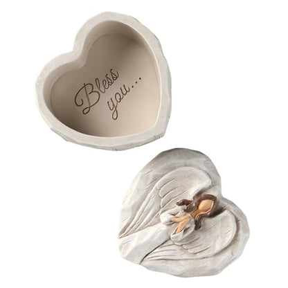 Hodao Angel Jewelry Box, Rosary Keepsake Box, Angel Gift for Women - color: White Elegance Angel-bless You