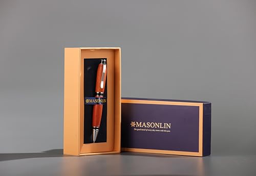 Hand Crafted Masonlin Series Ballpoint Luxury Pen, Rosewood With Black Titanium Fine Writing Instrument, Elegant Writing Pen With Gift Box - color: Natural
