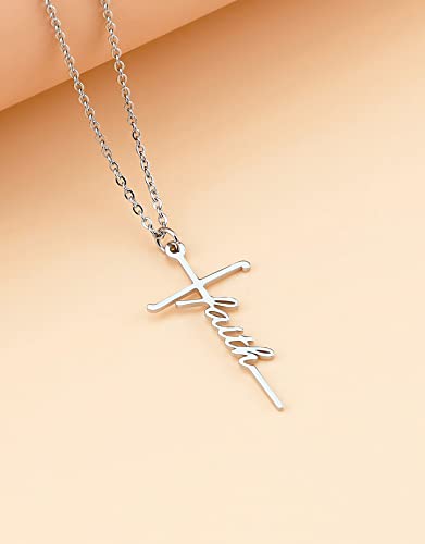 Lcherry Faith Cross Pendant Necklace for Women Religious Christian Jewelry Birthday Christmas Gifts for Women - style: 1-Faith