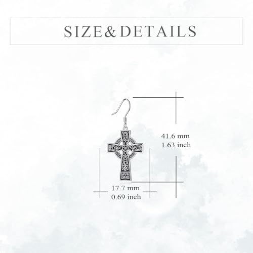 Celtic Cross Earrings Sterling Silver Cross Dangle Drop Earrings - color: Celtic