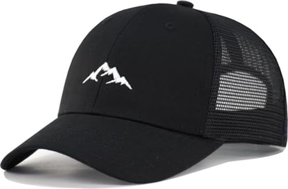 TSSGBL Various Gift Hats for Men - M L XL XXL Big Head Fit, Adjustable Mesh Trucker Ball Cap, Ideal Gifts - color: Front Mountain Black, size: XX-Large-3X-Large