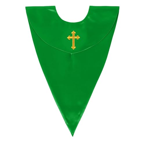 Unisex V-Shape Church Choir Stole with Cross for Adults Church - color: Emerald Green, size: Gold Cross
