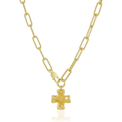 Chunky Cross Necklace for Women, 14K Gold Silver Pendant Necklace - color: Gold-Lobster Clasp-0.8 inch pendant