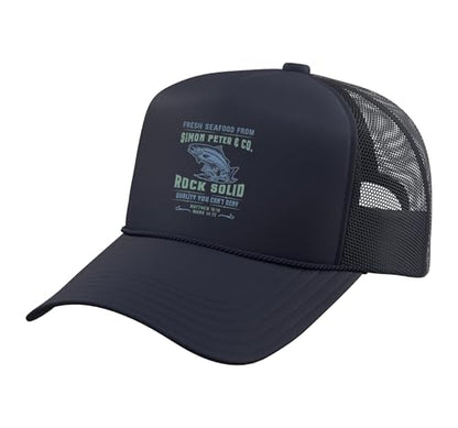 Christian Faith Jesus Simon Peter Funny Seafood Bible Verse Trucker Hat with Adjustable Mesh Back - color: Navy Blue
