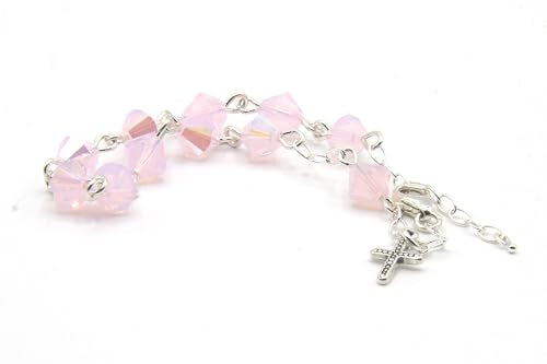 Catholic Communion Rosary Bracelet Created with Swarovski® Crystals, Glass - color: Rose Water Opal - October