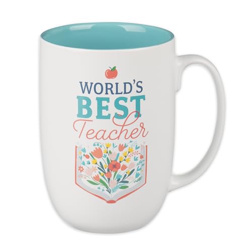 Christian Art Gifts Floral Ceramic Coffee Mug: World's Best Teacher, 15 oz. - color: Multicolor/Best Teacher