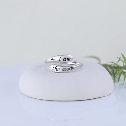 925 Sterling Silver Inspirational Adjustable Rings - Personality Encouragement Jewelry Gift For Women - style: I am the Storm