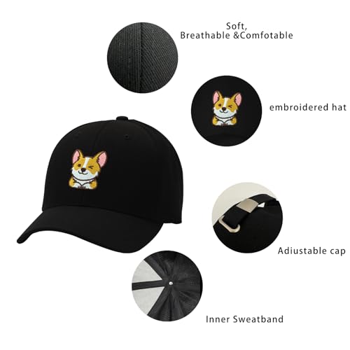 Embroidered Baseball Cap for Women Men Adjustable Baseball Hat Black Baseball Cap Trucker Hat - color: Dog