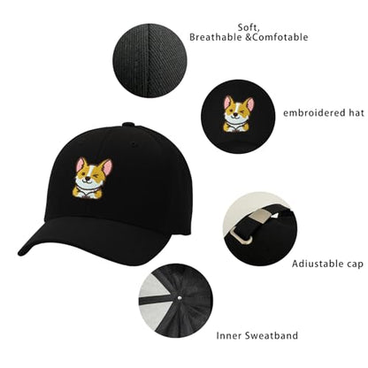 Embroidered Baseball Cap for Women Men Adjustable Baseball Hat Black Baseball Cap Trucker Hat - color: Dog