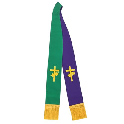 BLESSUME Church Clergy Pastor Reversible Stole - color: Green and Purple