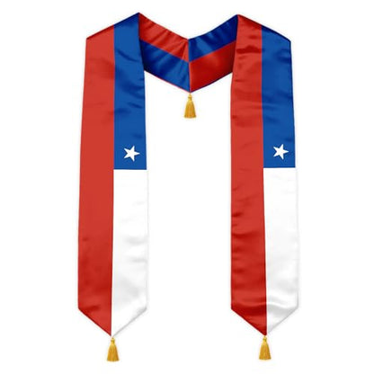 Class of 2026 Graduation Stole Flag Sash with Gold Tassels 72 Inch for High School College University Ceremony - color: Chile