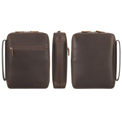 Polare Cowhide Leather Bible Cover Church Bag Bible Protective Book Holder Carrying Case Folder Organizer Portfolio (Dark Brown-Medium) - style: Dark Brown-Medium
