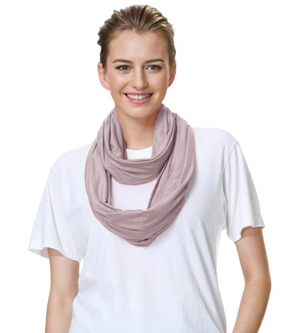 Lina & Lily Premium Modal Jersey Knit Women's Infinity Scarf Loop Lightweight - color: Nude Pink