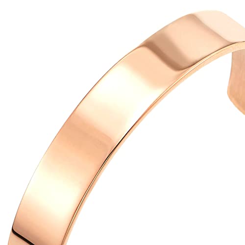 Stainless Steel Adjustable Cuff Bangle Bracelet for Men Women Minimalist - color: G-Metal Color: Rose Gold