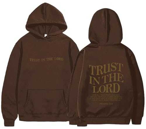 PANOZON TRUST IN THE LORD Hoodie Christian Faith Religious God Tops Man Woman Pullover Sweatshirt Y2K Longsleeve - color: 3-brown, size: 3X-Large