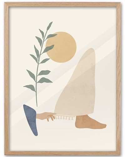 KensTro 16x20 Oak Framed Woman Touches Jesus' Robe Christian Wall Art - color: Boho Jesus Heals Woman-Framed, size: 20"L x 16"W