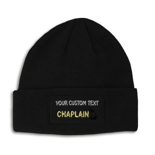 Speedy Pros Patch Beanie Chaplain Pray Christ Jesus Christ Faith Skull Cap Hats for Men & Women Winter Hats One Size - color: Black Personalized Text Here