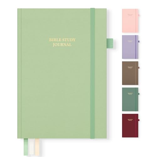 Bible Study Journal & Notebook for Women and Men, 5.8" x 8.3" - color: Cream Green, size: A5 ( 5.8" x 8.3" )