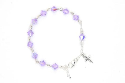 Catholic Communion Rosary Bracelet Created with Swarovski® Crystals, Glass - color: Alexandrite - June