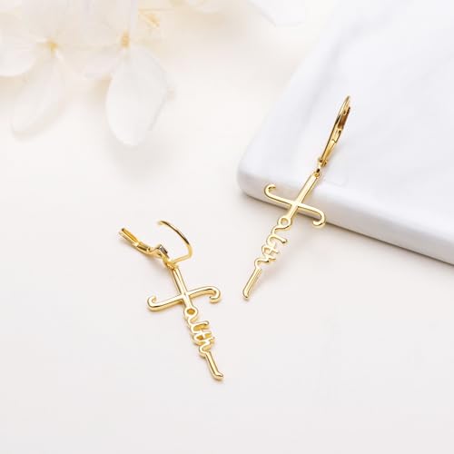 925 Sterling Silver Infinity Love of God Simple Dainty Faith Cross Dangle Earrings Religious Gift for Women - color: Faith - Gold