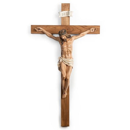BC Catholic Large Crucifix Wall Cross, 37.8"H Jesus Christ Cross for Altar - size: 37.8"L x 20.9"W