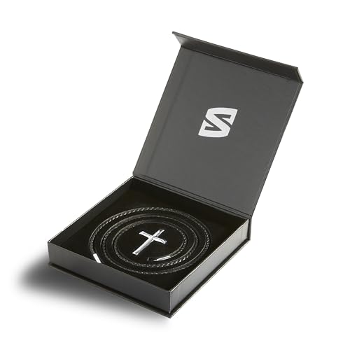 SERASAR Premium Leather Necklace Men | Stainless Steel Pendant | Secure Clasp | Three Colors | Jewelry Box Included - color: Silver, size: 50cm, style: Cross