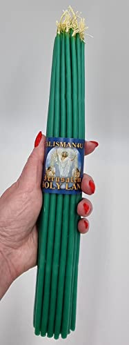 TALISMAN4U 33 Beeswax Taper Candles 11 inch Jerusalem Church Candles - color: Green