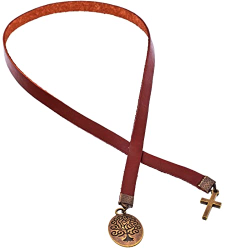 BLBMH Leather Bible Ribbon Bookmark, Tree of Life Cross Book Mark -LB1 - color: Alb1
