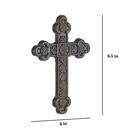 Retrome 8.5" H Cast Iron Wall Cross Home Decor, Green……