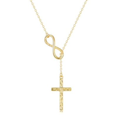 925 Sterling Silver Infinity Cross Necklace for Women - color: Gold