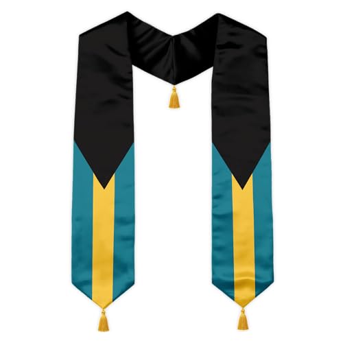 Class of 2026 Graduation Stole Flag Sash with Gold Tassels 72 Inch for High School College University Ceremony - color: Bahamas