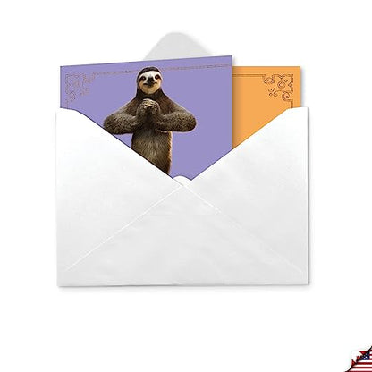 Best Card Co Sloth Yoga Thank You Card w/Envelope CQ6255FTYG - style: Sloth Yoga