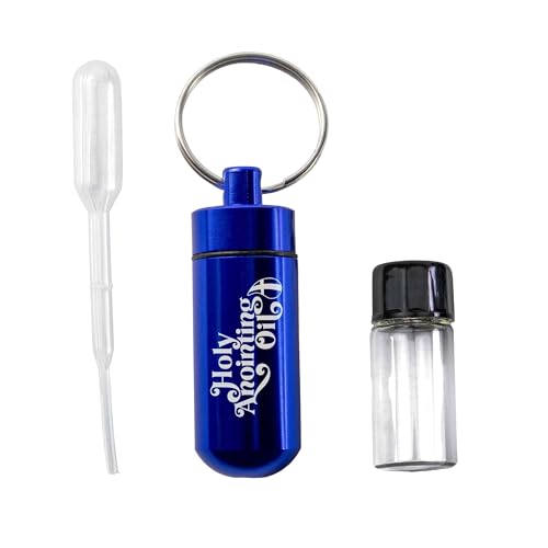 Logos Trading Post Anointing Oil Bottle with Blue Keychain Container - color: Blue