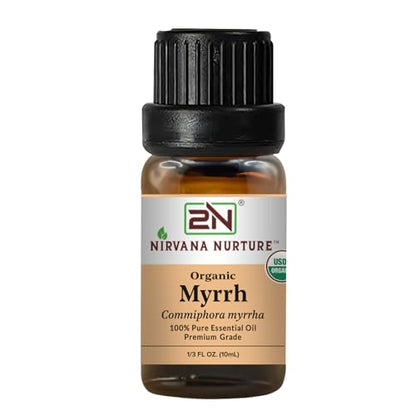 Myrrh Essential Oil, USDA Certified Organic, 100% Pure Undiluted, Aromatherapy Oil for Diffuser, Hair & Skin Care
