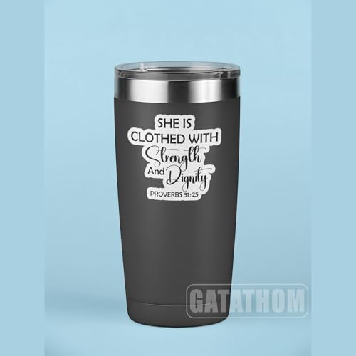 (3Pcs) She is Clothed With Strength and Dignity Sticker Inspirational Christian Vinyl Decal, Encouraging Bible Verse Stickers for Women, Waterproof for Laptop Tumbler Water Bottle Scrapbook, 3" X 2.6" - color: She is Clothed With Strength and Dignity Prov