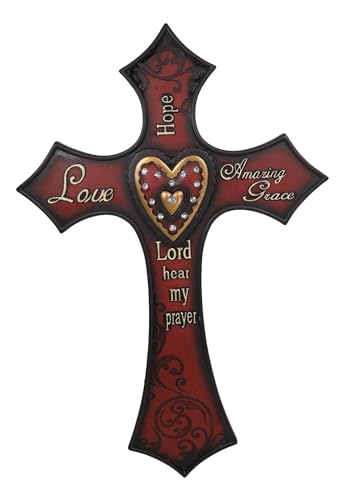 Ebros Gift Rustic Western Love Hope Amazing Grace Lord Hear My Prayer Wall Cross Decor Vintage Design Sculpture Christian Inspirational Faith Accent