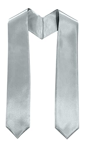 Plain Graduation Stole Sash 60 Inch Unisex Adults Solid - color: Silver Stole