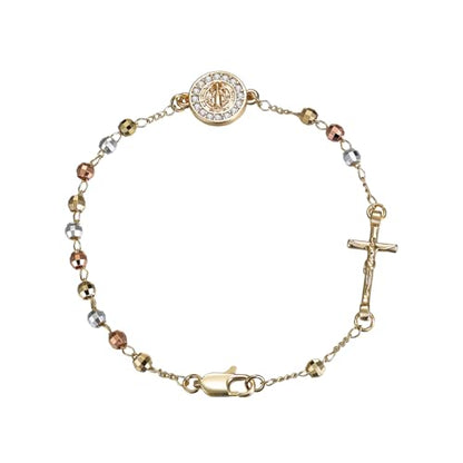 Aroncent St. Benedict and Virgin Mary Rosary Bracelet: Catholic Faith Prayer Beaded Bracelet with Cross and Medal - Religious Jewelry Gift - color: St. Benedict