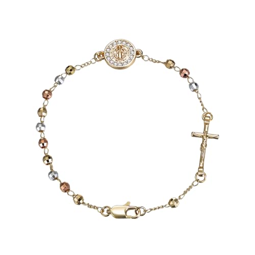 Aroncent St. Benedict and Virgin Mary Rosary Bracelet: Catholic Faith Prayer Beaded Bracelet with Cross and Medal - Religious Jewelry Gift - color: St. Benedict