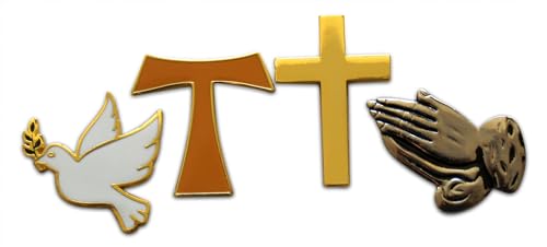 4-Piece Religious Mixed Crosses, Praying Hands, & Dove Lapel or Hat Pin & Tie Tack Set with Clutch Back by Novel Merk