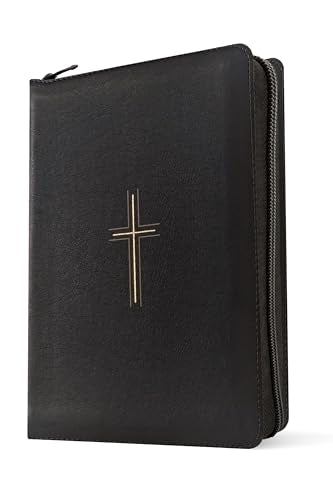 NLT Compact Giant Print Zipper Bible, Filament Enabled (LeatherLike, Black Cross, Red Letter)