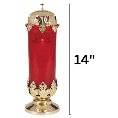 Sanctuary Light Holder with Top, Supplies for Ceremonies, Churches, & Home Altars, Religious Votive Candle Stand, 14 Inches