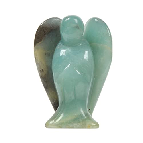 Justinstones Carved Amazonite Gemstone Peace Angel Pocket Guardian AngelHealing Statue 2 inch - color: Amazonite