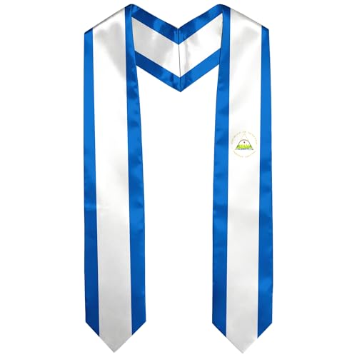 Graduation Satin Sash Scarf 72" Stole - color: Nicaragua Flag