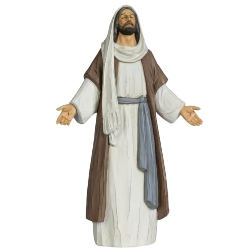 Jesus Christ Statue with Open Arms, Hand Painted Saint Statue Religious Modern Home Decor, Christian Jesus Figurines Religious Gift 12in - size: 12inch