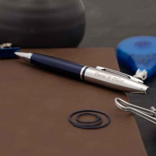Cross Calais Personalized Ballpoint Pen in Blue Lacquer with Chrome Cap - color: Blue Lacquer with Chrome