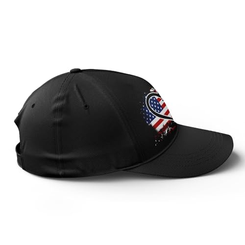 American Flag Christian Trucker Hat for Men Women, Adjustable Snapback Baseball Cap USA Pride Hat Religious Gifts - color: Black Red White Heart
