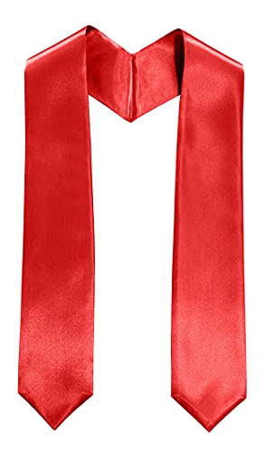 Plain Graduation Stole Sash 60 Inch Unisex Adults Solid - color: Red Stole