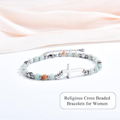 Christian Cross Bracelet for Girls Women, Easter Basket Stuffers - color: Confirmation