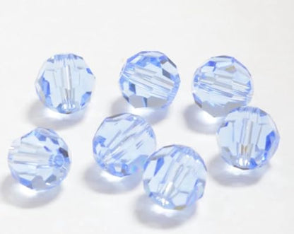 100pcs Adabele Austrian 4mm (0.16 Inch) Small Faceted Round Crystal Beads Light Sapphire Blue Compatible with Swarovski Crystals Preciosa - color: Light Sapphire Blue, size: 4mm Small (100pcs)